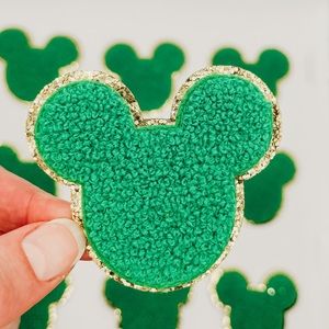Green Mickey mouse iron on chenille patch